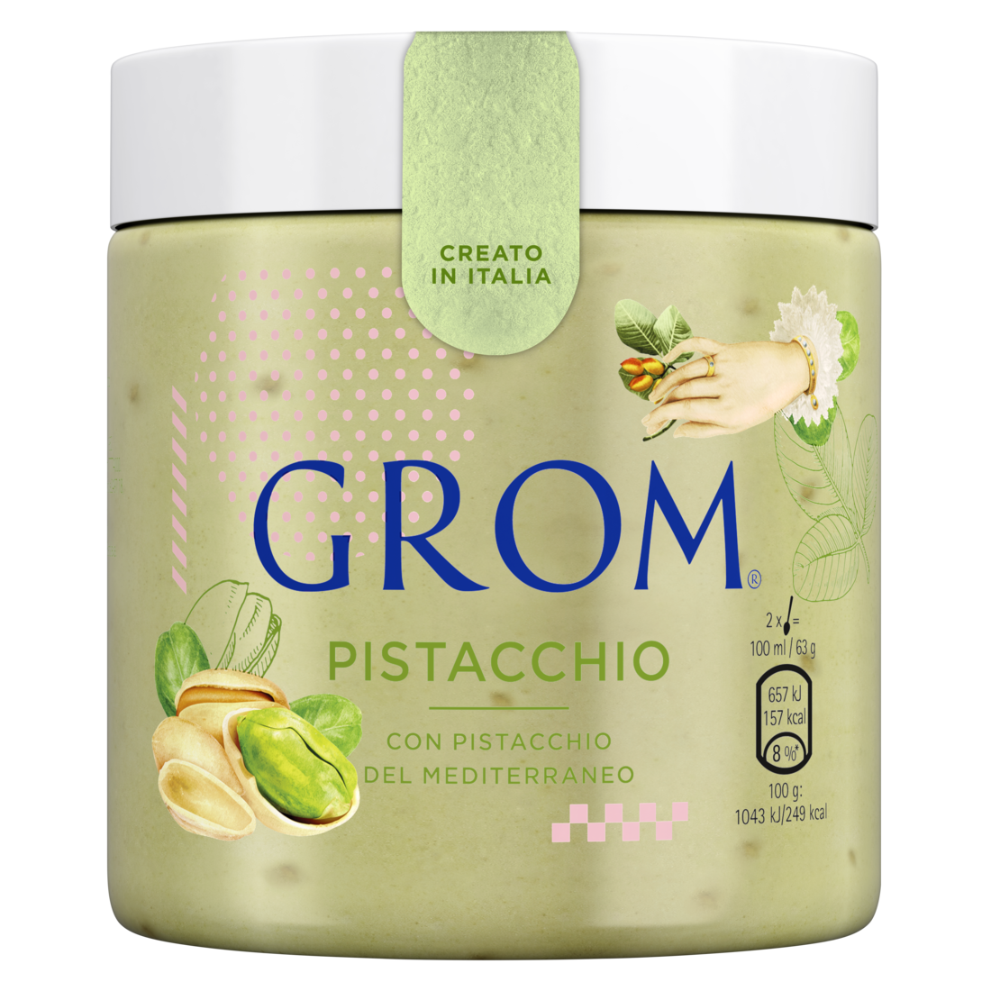 Grom Pistácie italská zmrzlina v kelímku