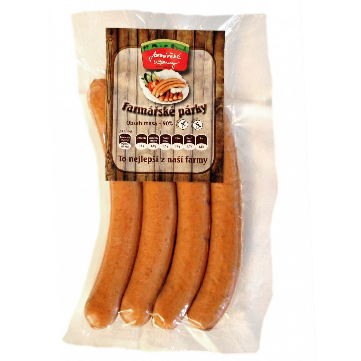 Farmářské uzeniny Farmářské párky (90% masa)