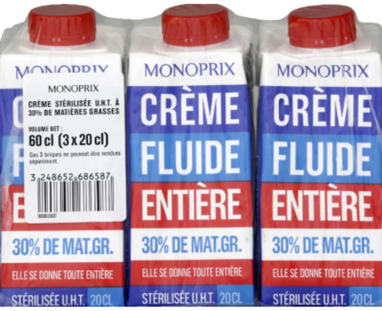 Monoprix Smetana 30% MG (3x 200 ml)