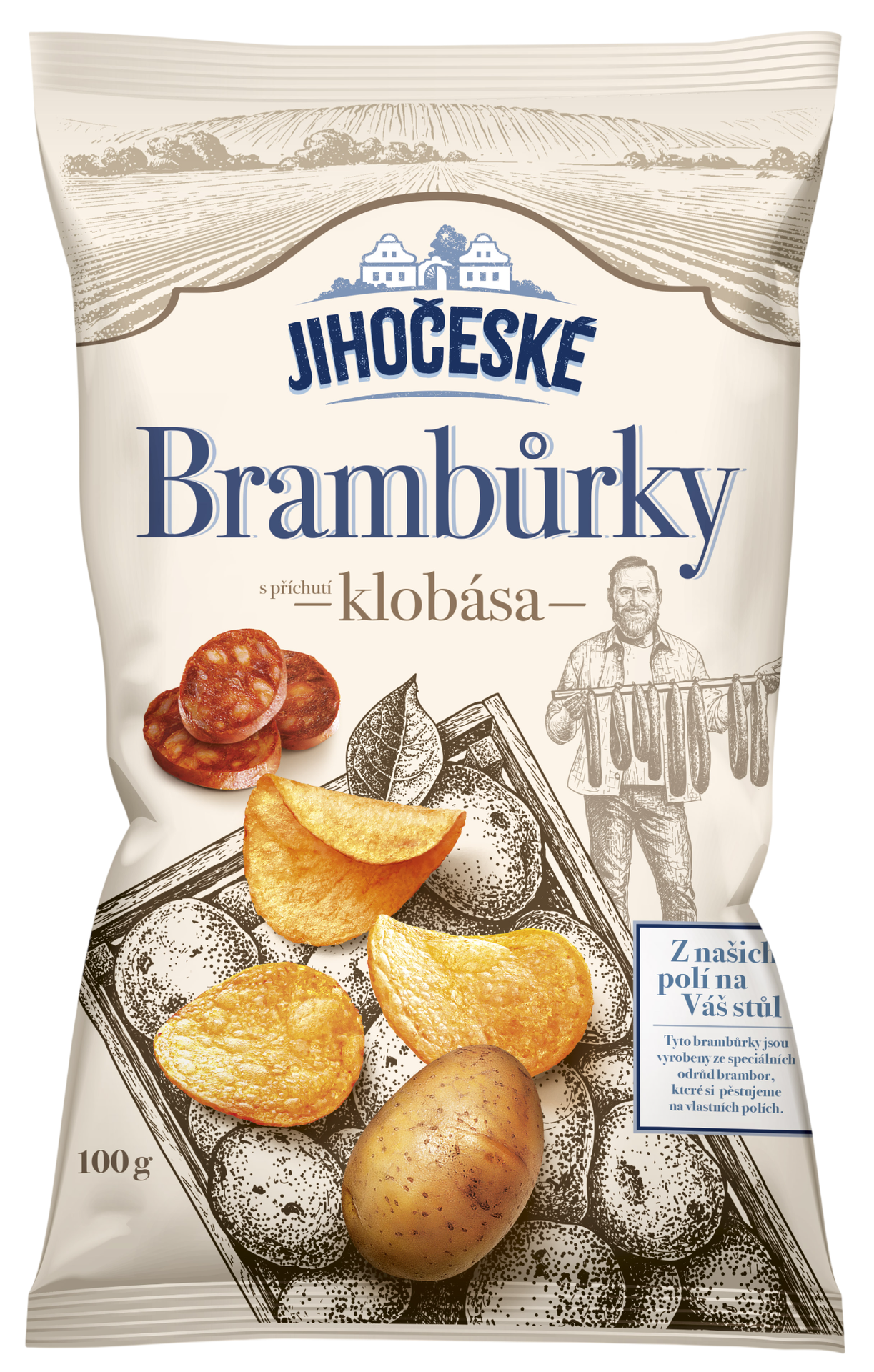 Jihočeské Brambůrky s příchutí klobása