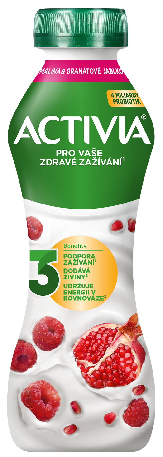 Activia Probiotický jogurtový nápoj malina a granátové jablko