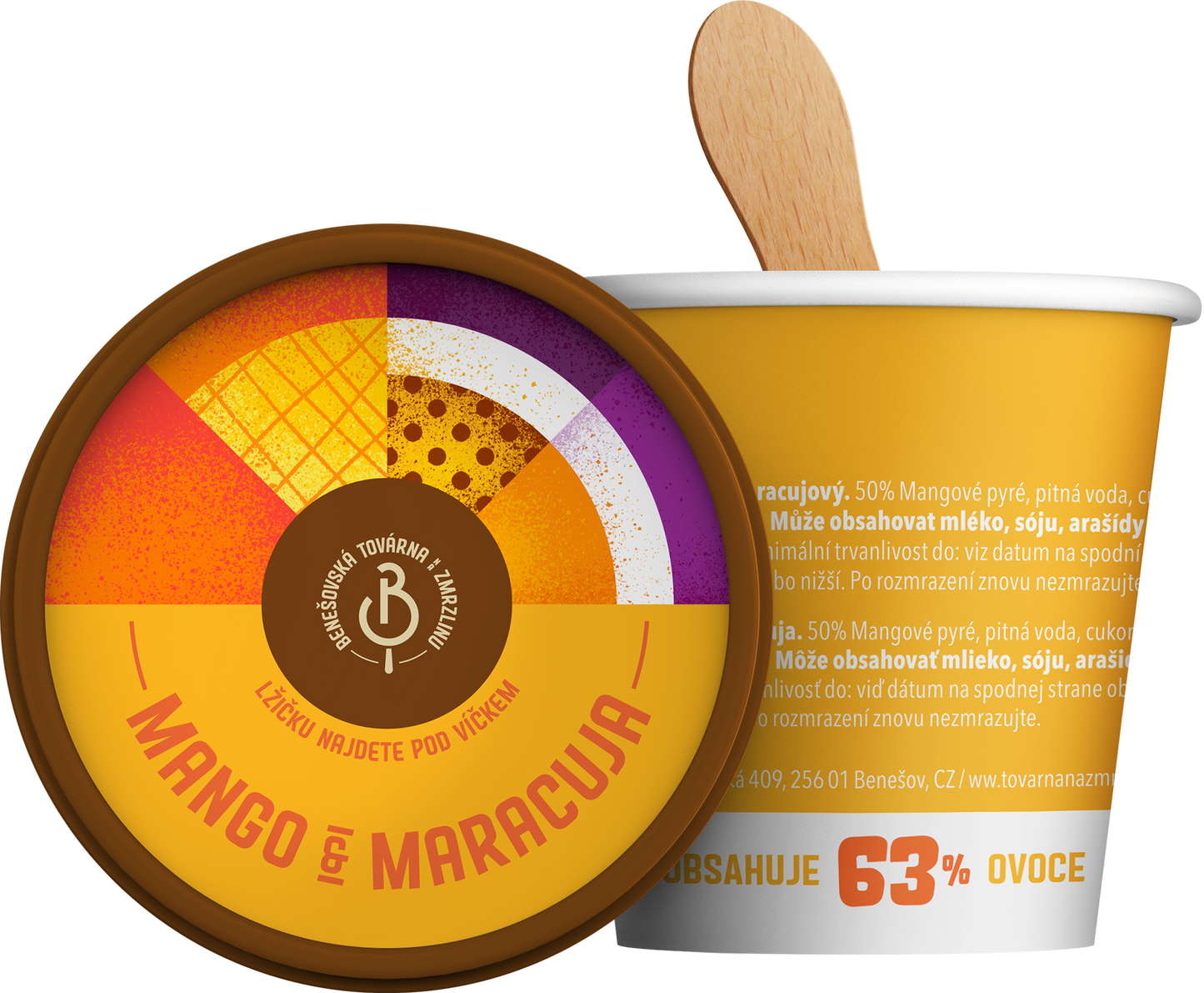 Benešovská továrna na zmrzlinu Sorbet Mango & Maracuja, kelímek