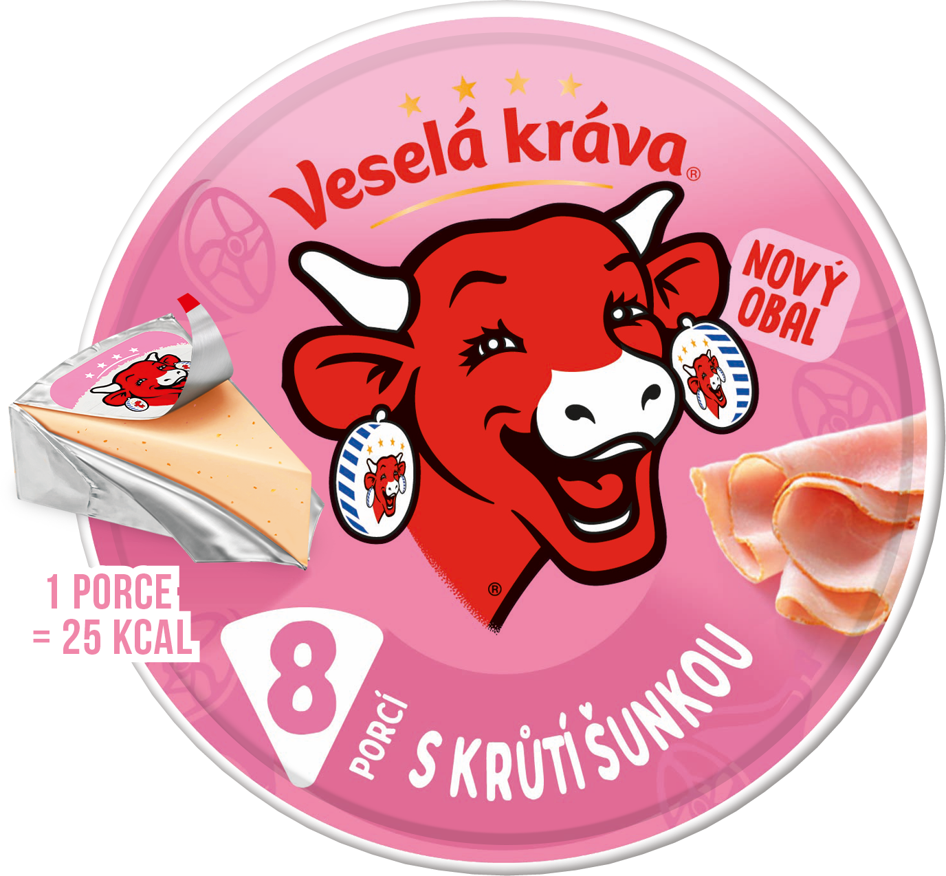 Veselá Kráva Tavený sýr se Šunkou (8 ks)