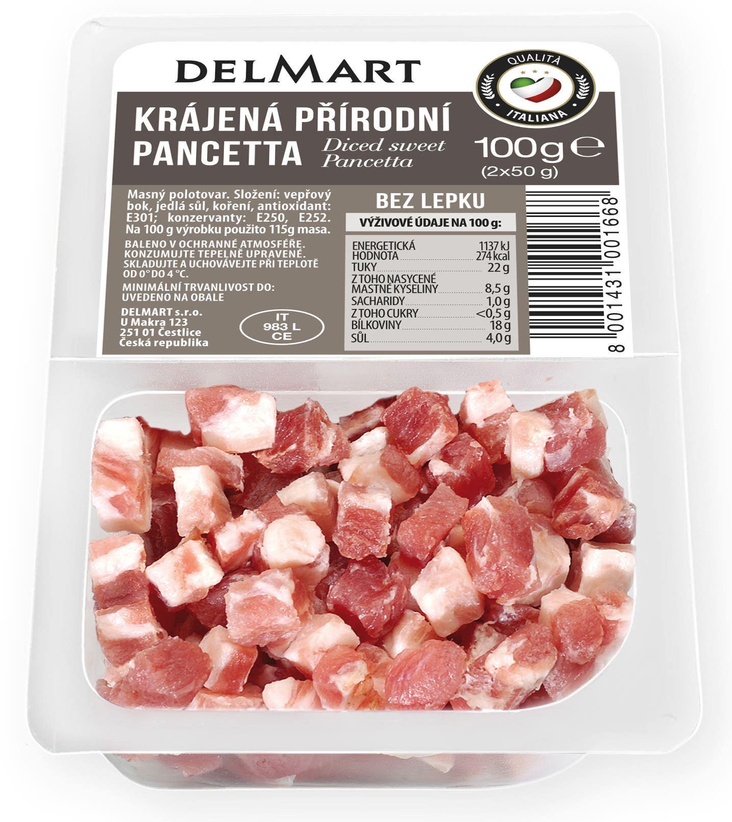 Delmart Krájená přírodní pancetta (2x50g)