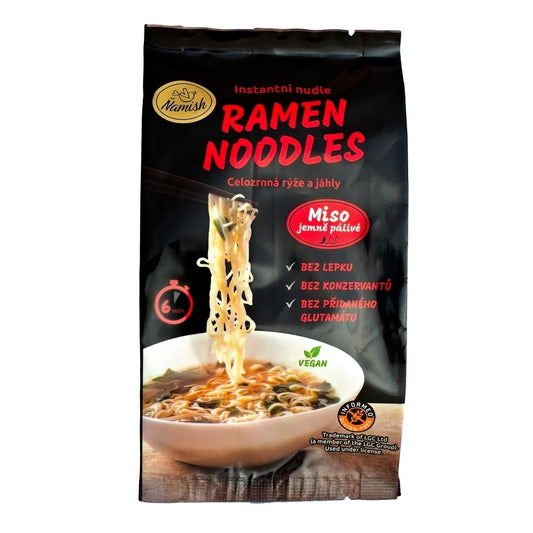 Ňamish Instantní nudle celozrnná rýže a jáhly - miso jemně pálivé bez lepku
