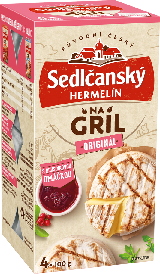 Sedlčanský Hermelín na gril originál s brusinkovou omáčkou (4x100g)