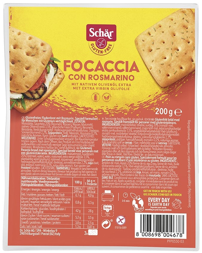 Schär Focaccia con rosmarino - bezlepkové pečivo