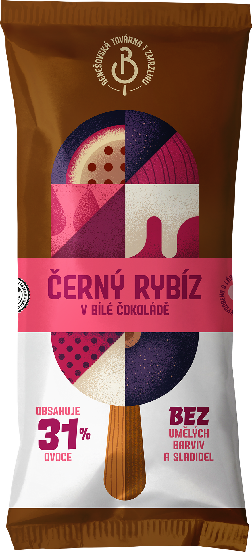 Benešovská továrna na zmrzlinu Sorbet Černý rybíz v bílé čokoládě, nanuk