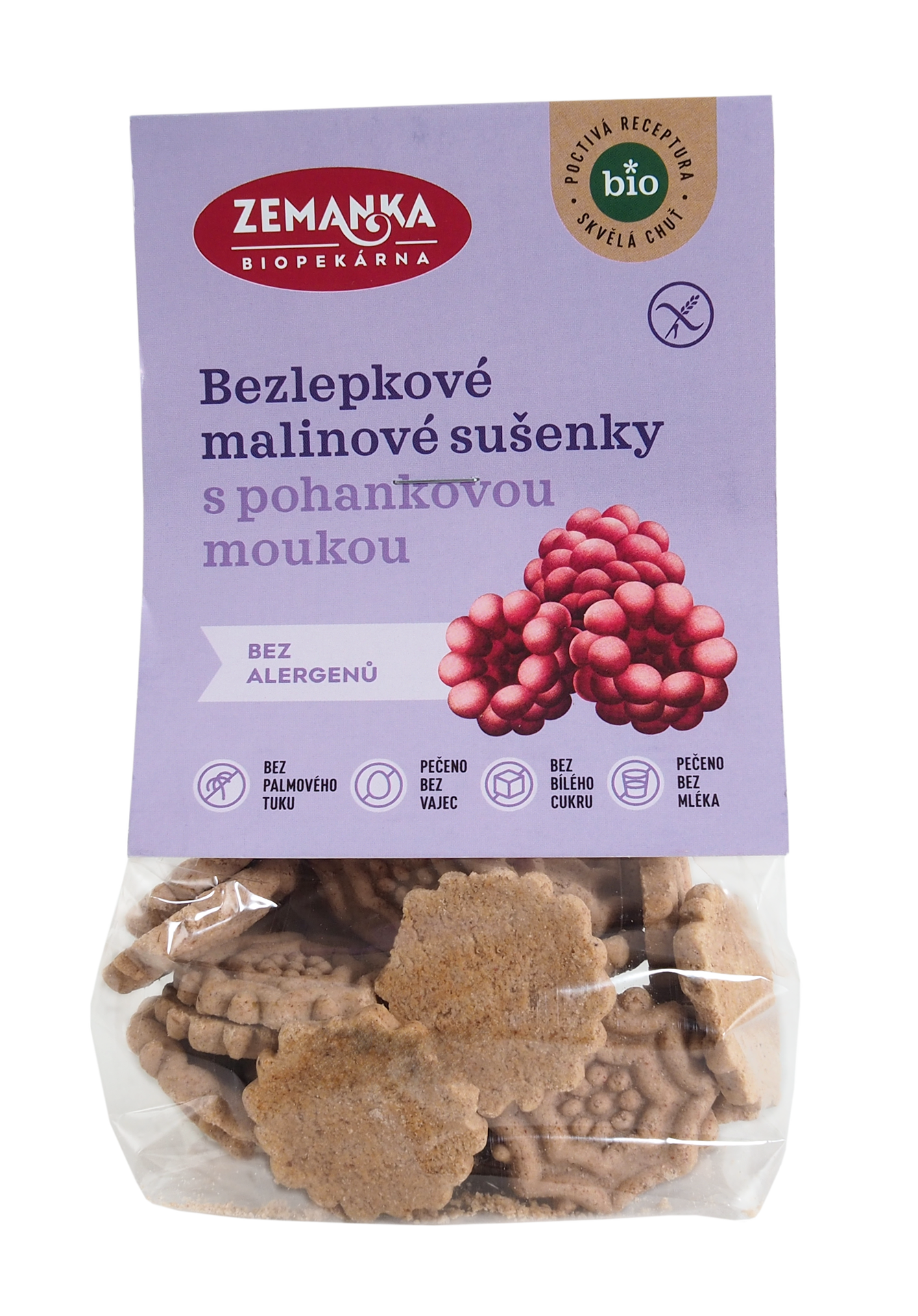 Biopekárna Zemanka BZL06 Bezlepkové pohankovo-malinové bio sušenky