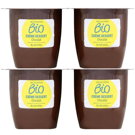 Monoprix Biologique Bio krémový dezert s příchutí čokolády 4x95g