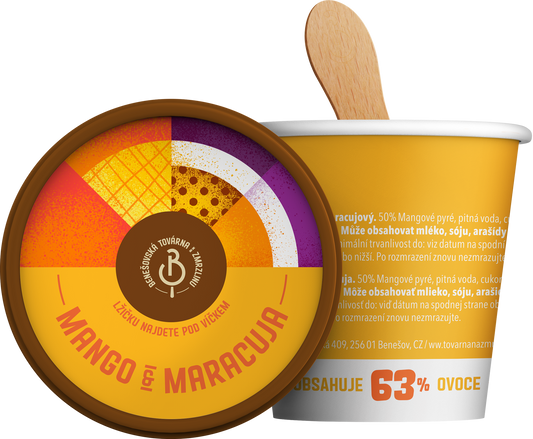 Benešovská továrna na zmrzlinu Sorbet Mango & Maracuja, kelímek